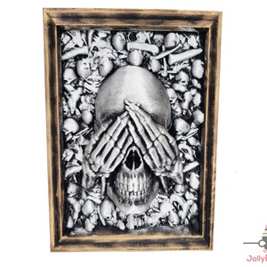 Three Wise Men Skull Wall Art 3d Printed SET OF 3 Framed skull See No Evil, Hear No Evil, Speak No Evil A