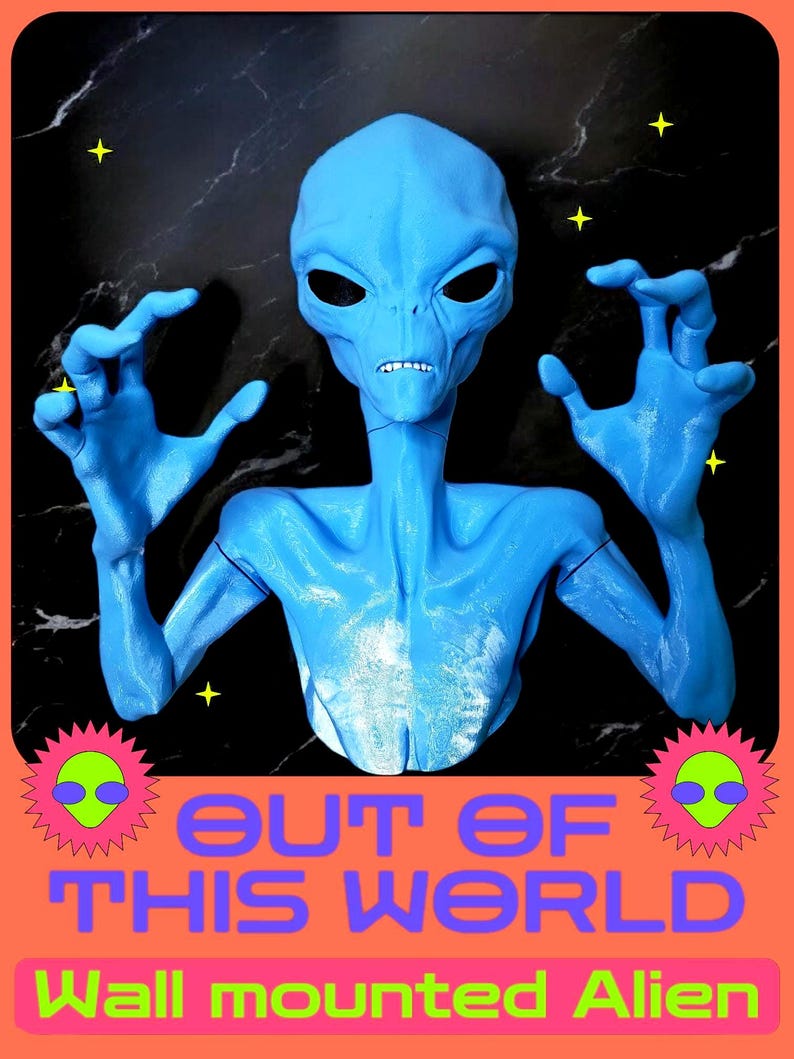 Alien Wall Art 3d-printed Mount LARGE| Greys Blues Goliath UAP UFO - Etsy