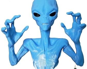 Alien Wall Art 3D-Printed mount LARGE| Greys Blues Goliath UAP UFO