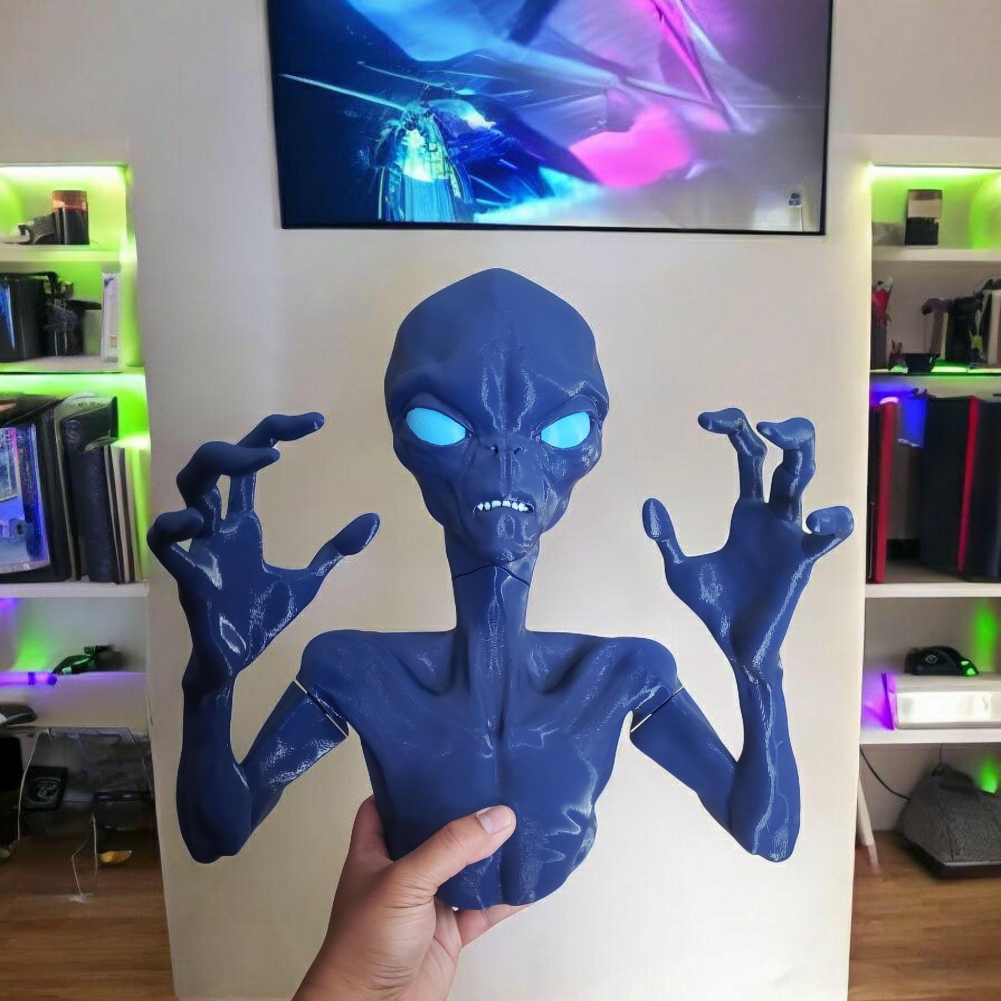 Alien Wall Art 3d-printed Mount LARGE| Greys Blues Goliath UAP UFO - Etsy