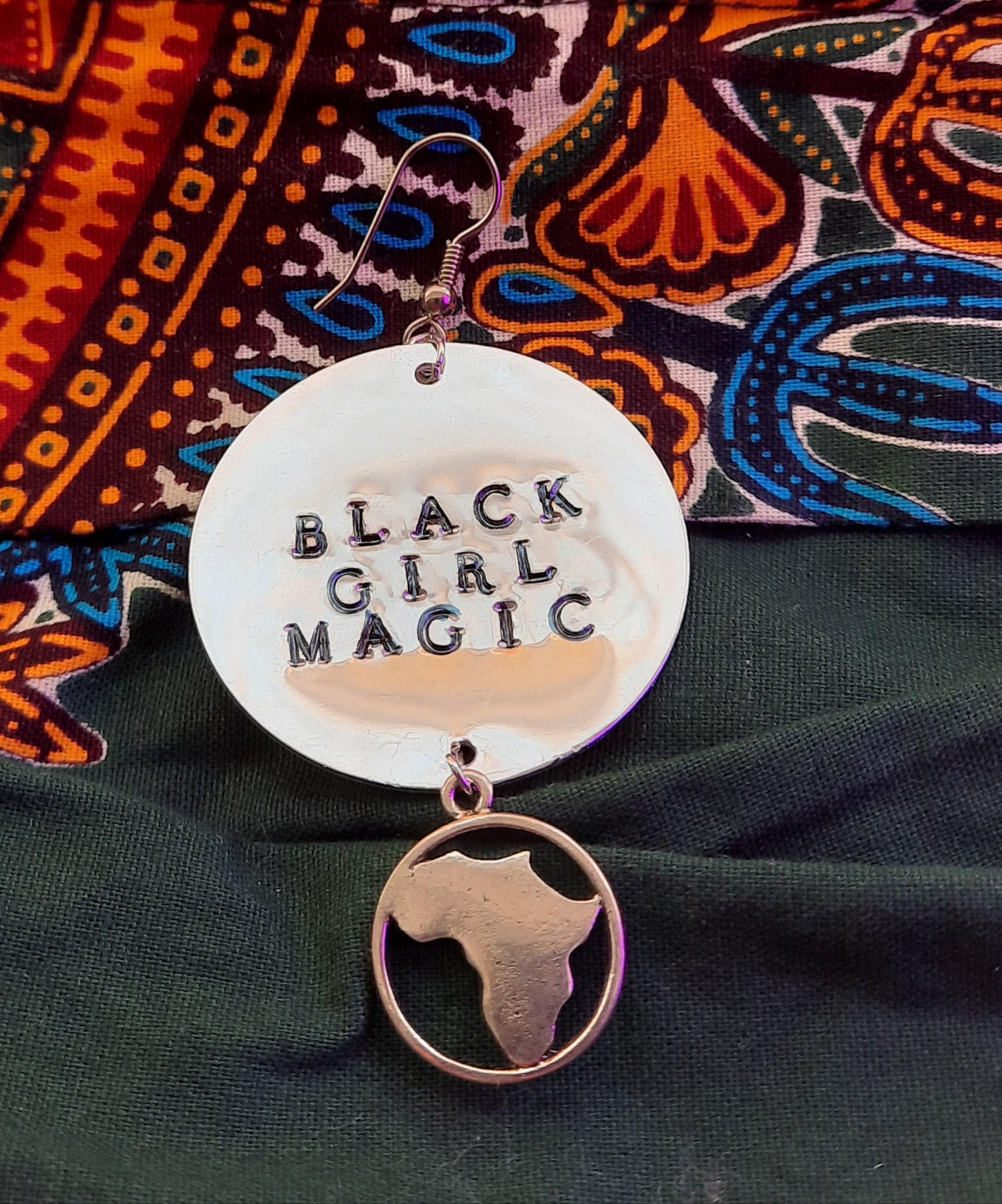 Black Girl Magic Earrings Personalized Hand Stamped Earrings Etsy