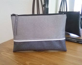 Pochette simili cuir, swarovski, accessoire femme, cadeau