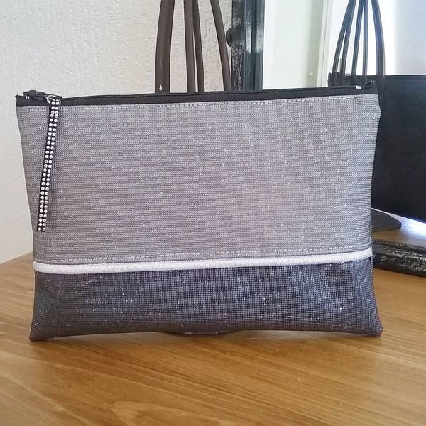 Pochette simili cuir, swarovski, accessoire femme, cadeau