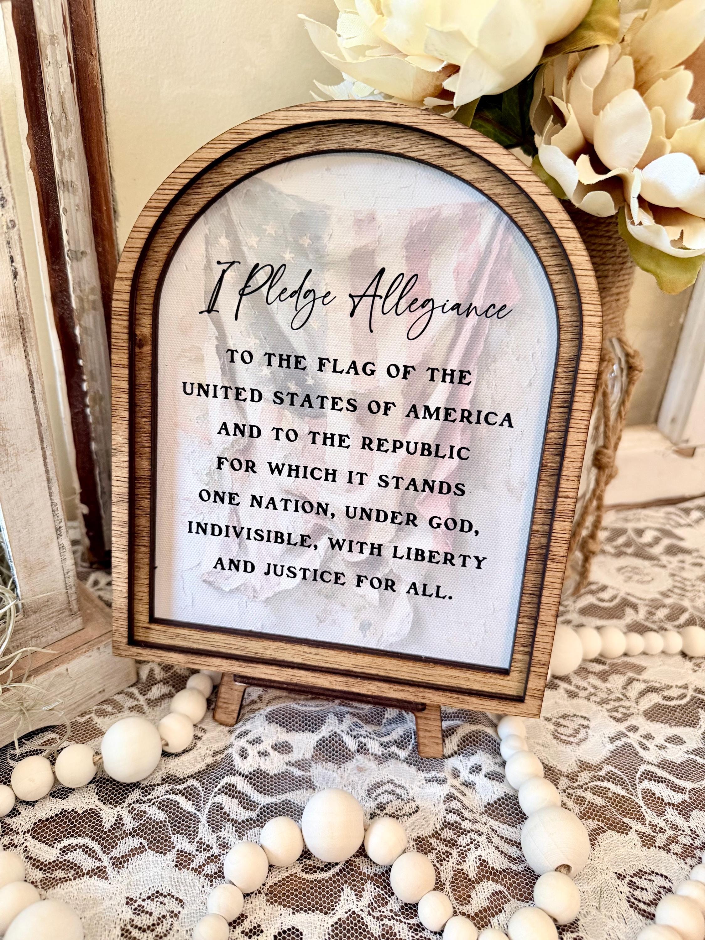 Handmade Arched Wood Frame Pledge of Allegiance Sign | Patriotic ...