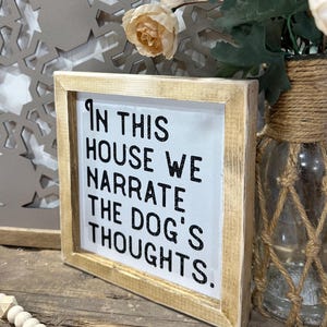 Funny gift for dog lovers, home decor for pet owners, cute dog tiered tray wood framed sign canvas dog sign