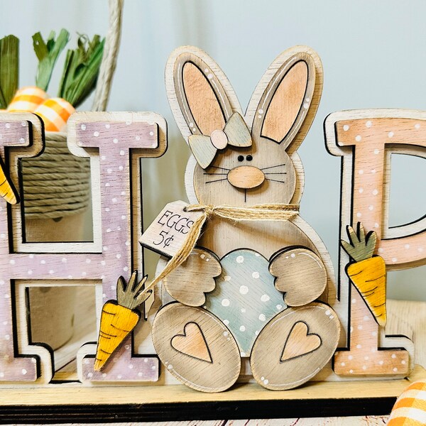 HOP spring bunny mantle decor/spring mantle decor/spring centerpieces
