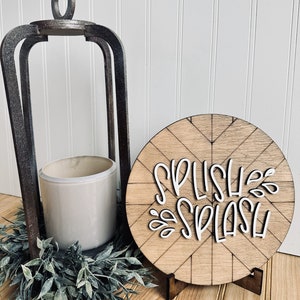 small round bathroom shelf sign splish splash farmhouse mini sign kids bathroom decor