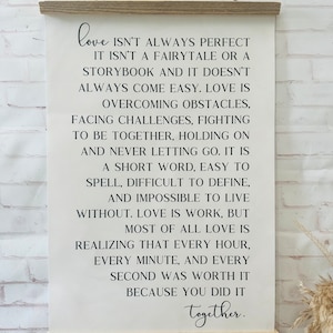 Love isn’t a fairytale canvas banner wedding gift