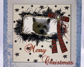 Cute Westie in Christmas frame