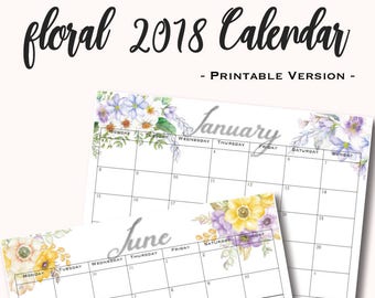 floral 2018 calendar - Printable -