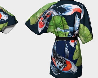 Koi Fish Kimono Robe - dressing gown - bathing suit coverups