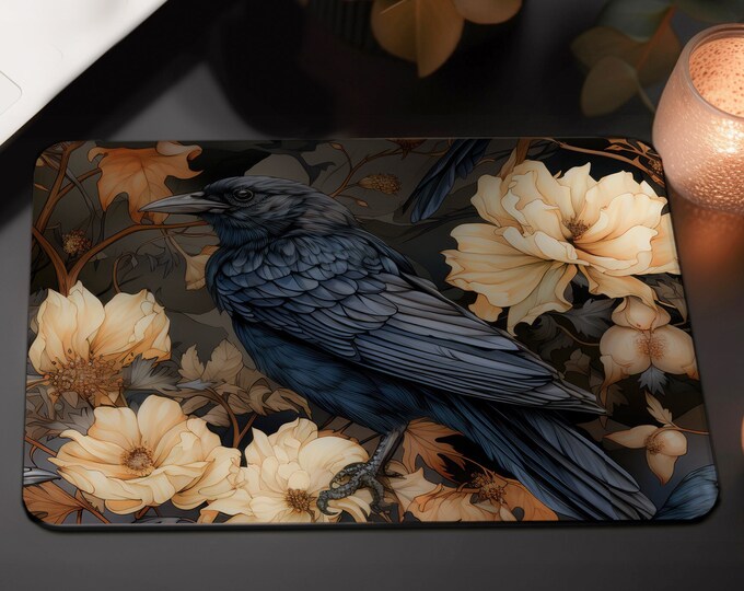 Mystical Crow-Inspired Mouse Pad - Elevate Your Home Décor with Intriguing Workspace Charm