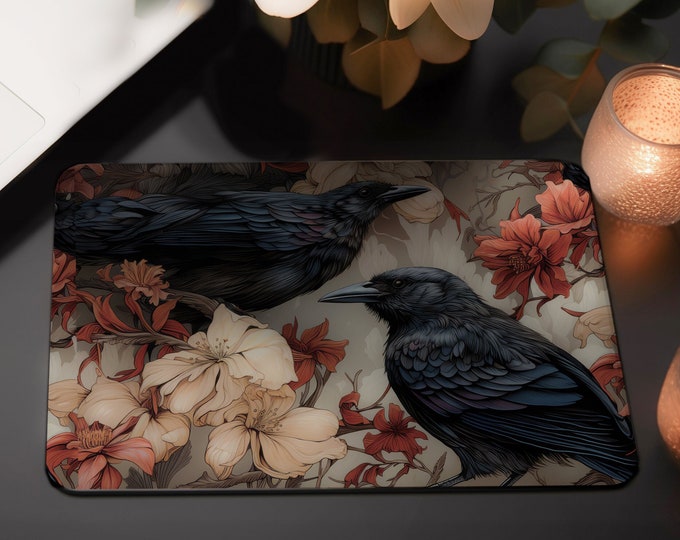 Mystical Crow-Inspired Mouse Pad - Elevate Your Home Decor with Intriguing Workspace Charm