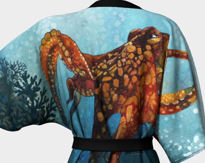 Octopus In the Coral kimono - dressing gown - bathing suit coverups