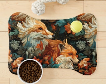 Fox, William Morris, Maximalist, dog Mat, dog bowl mat, Wild Maximalist