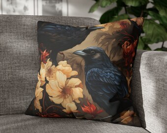 William Morris Inspired Raven 4 Faux Suede Square Pillow Case, maximalist interiors