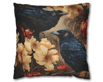 William Morris Inspired Raven 4 Faux Suede Square Pillow Case, maximalist interiors