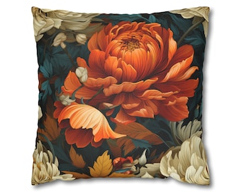 William Morris Inspired Autumn 4 Faux Suede Square Pillow Case, maximalist interiors