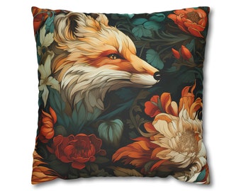 William Morris Inspired Fox 4 Faux Suede Square Pillow Case, maximalist interiors