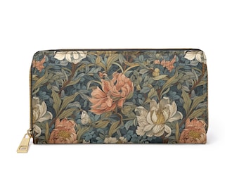 William Morris Wallet - Vintage Floral Design - Pre-Raphaelite - vegan pebble leather - Cruelty Free Fashion - Eternal Eden