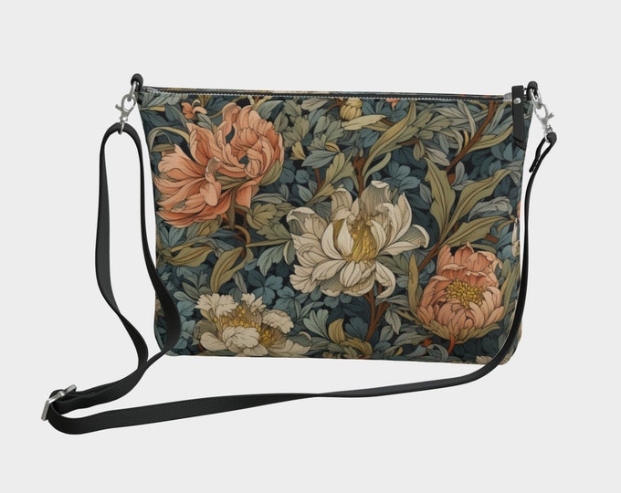 William Morris Purse - Vintage Floral Design - Pre-Raphaelite - vegan pebble leather - Cruelty Free Fashion - Eternal Eden