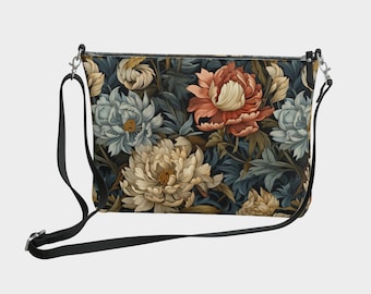 William Morris Purse - Vintage Floral Design - Pre-Raphaelite - vegan pebble leather - Cruelty Free Fashion