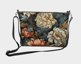 William Morris Purse - Vintage Floral Design - Pre-Raphaelite - vegan pebble leather - Cruelty Free Fashion