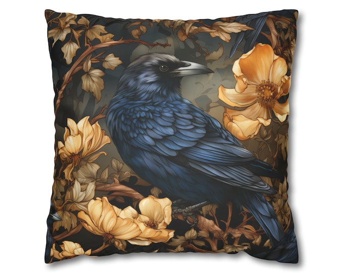 William Morris Inspired Raven 2 Faux Suede Square Pillow Case, maximalist interiors