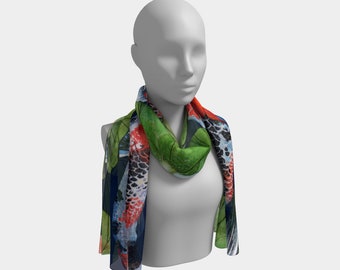 Silk Long Scarf - Koi Fish