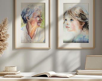 Hand-Painted Watercolor Portrait | Anniversary Gift | Family Portrait | Wedding gift | From Photo | Father's Day Gift | Mother's Day Gift
