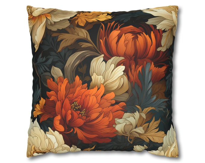 William Morris Autumn 1B Faux Suede Square Pillow Case, maximalist interiors