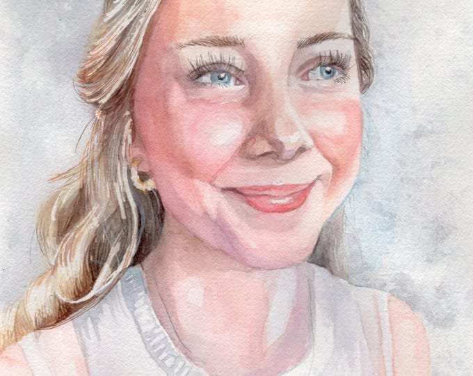 Hand-Painted Watercolor Portrait | Anniversary Gift | Family Portrait | Wedding gift | From Photo | Father's Day Gift | Mother's Day Gift