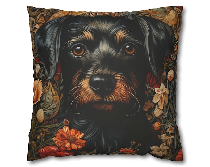 Dog Breed Throw Pillows - William Morris Style  - Artistic Home Décor | Customizable Faux Suede Pillow Covers | Perfect for Dog Lovers