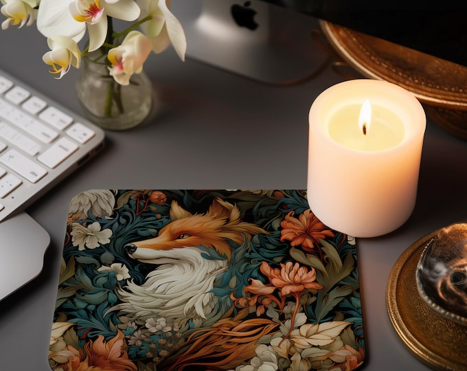 Fox Mouse Pad - Enchanting William Morris - Elevate Your Home Décor with Magical Workspace Charm