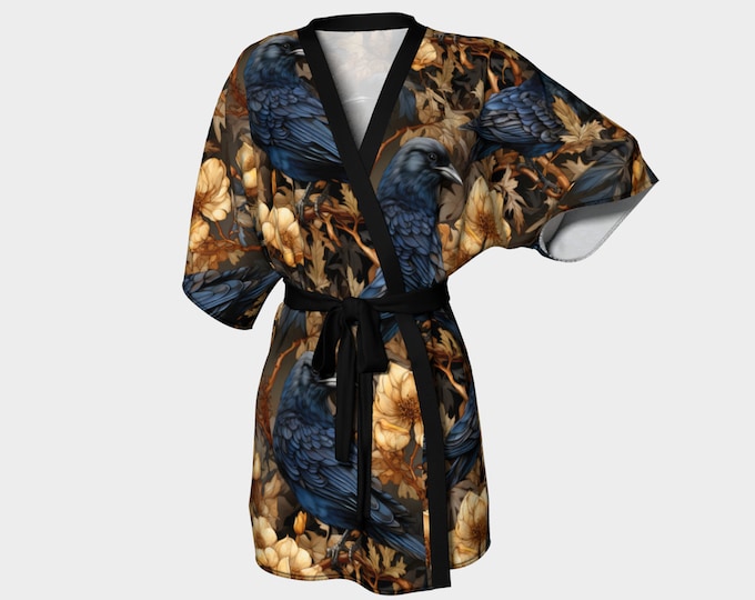 Raven Kimono Robe - Bath Robe - House Coat - Bathing Suit Cover