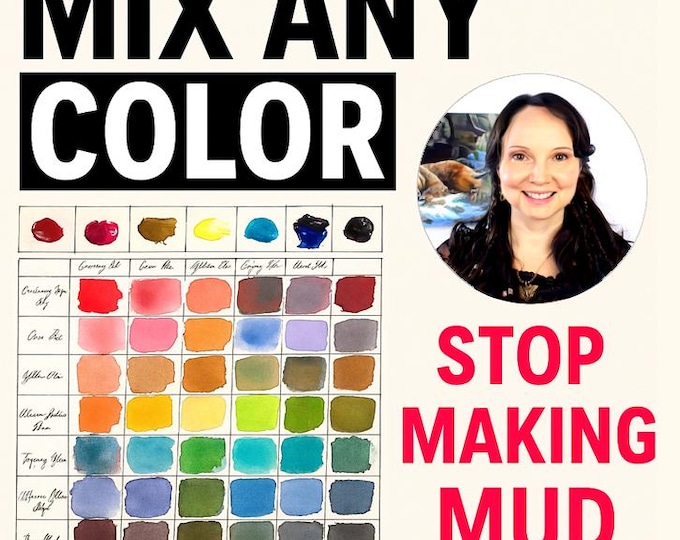 Watercolor Color Mixing Chart | Printable Swatch Template for 8-Color Palette | Learn to Mix Any Color | Watercolor Practice Sheet PDF
