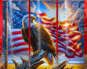 American Eagle USA Flag 20oz Tumbler Wrap, Patriotic PNG (Digital Download)