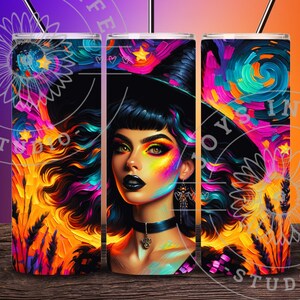 Witch Woman 20oz Skinny Tumbler Sublimation Design Digital Download PNG Instant DIGITAL, Spooky Goth Tumbler Wrap, Gothic Witch PNG wrap
