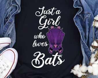 コウモリ好きシャツ コウモリTシャツ コウモリ好き コウモリ好きへのギフト おもしろい コウモリが大好きな女の子のTシャツ レディース コウモリ好きシャツ