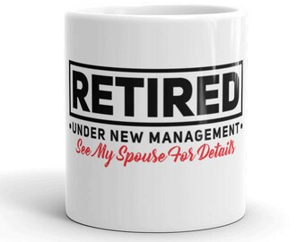 Grappige koffiemok met pensioen: nieuw management, details echtgenoot