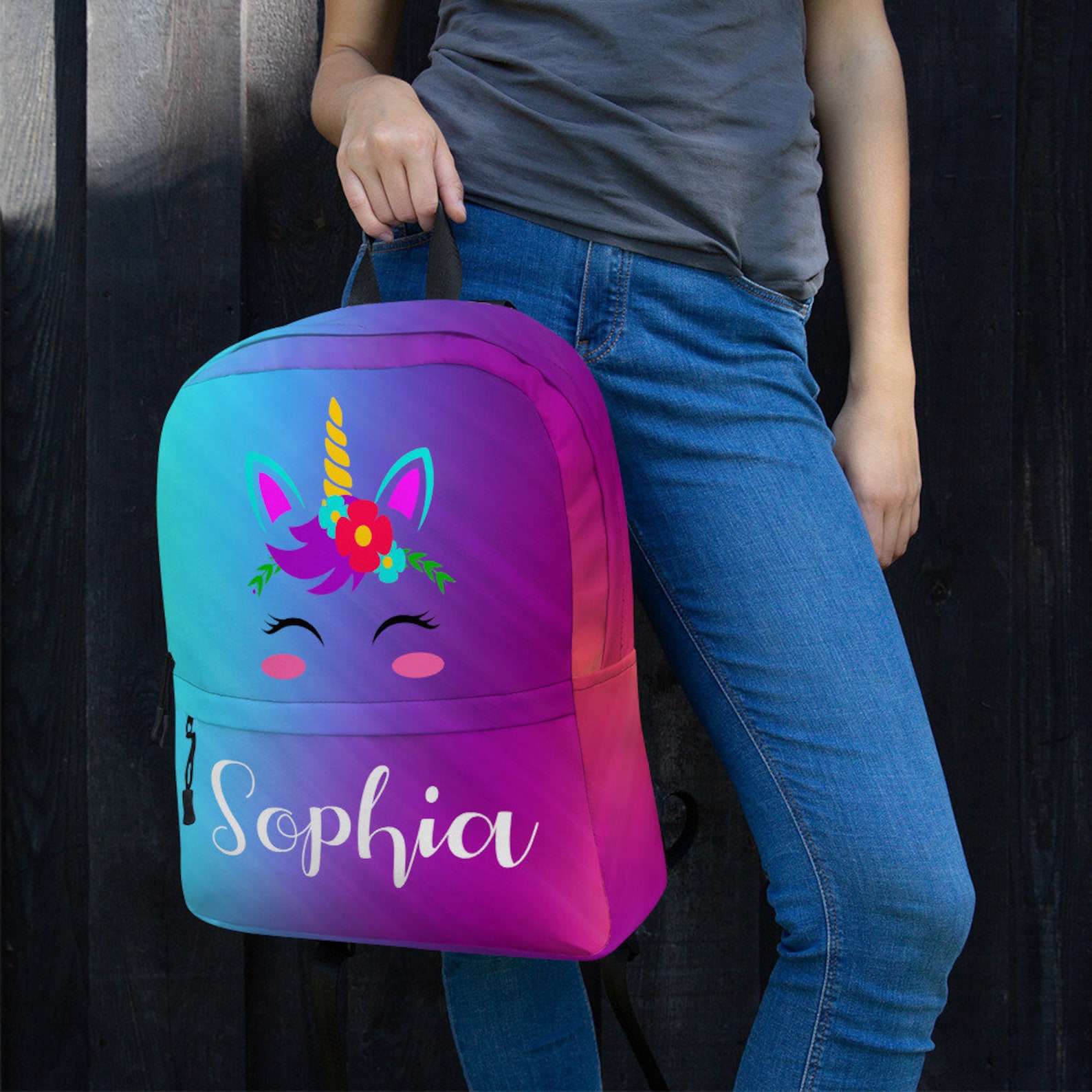 Unicorn Backpack Personalized Backpack Unicorn Girl's Name Etsy Australia