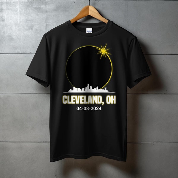 Solar Eclipse 2024 Shirt Cleveland Skyline Ohio Total Solar Eclipse Cleveland T-Shirt Cleveland Viewing Solar Eclipse T Shirt