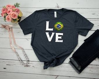 I Love Brazil Soccer T-Shirt: Vintage Flag Tee