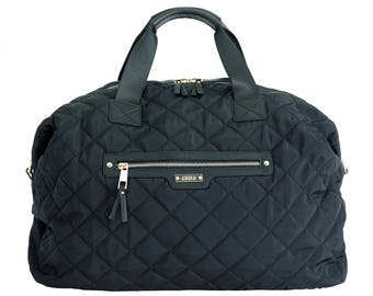 Juno Olivia Black Quilted Overnight Bag