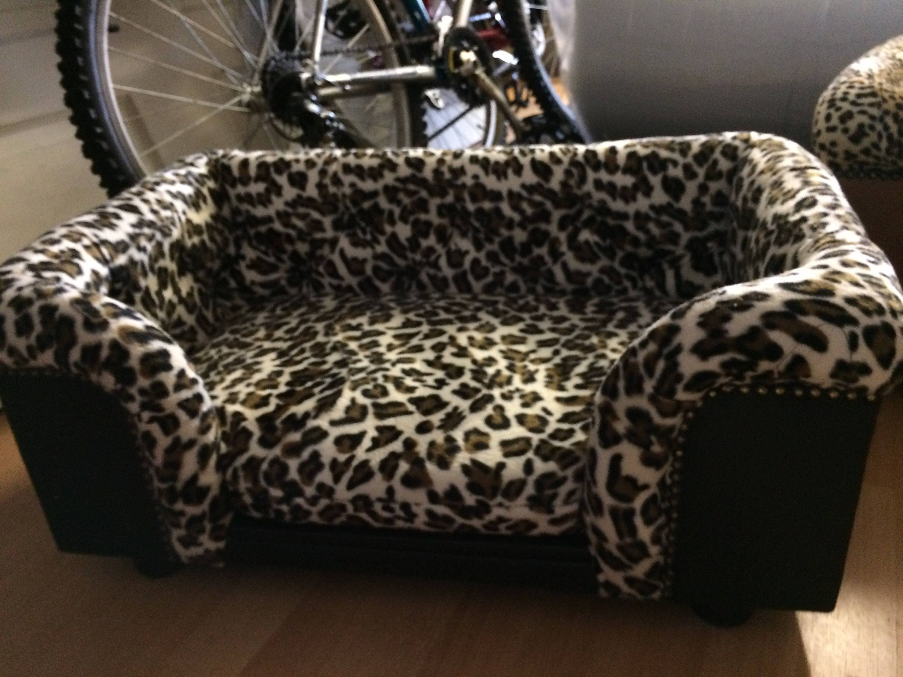 Dog Bed Small Faux Black Leather Snow Leopard Print Etsy