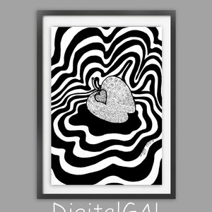 Black and White  Wall Art PRINTABLE DOWNLOAD "Apple"