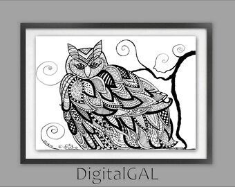 PRINTABLE DOWNLOAD Black and White Owl