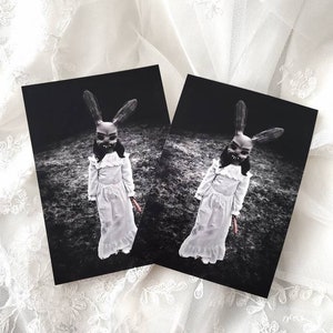 Girl in bunny mask print; Creepy bunny; Easter; Easter bunny; Rabbit mask; Horror photography; Creepy art; Horror art; Gothic home; Dark art