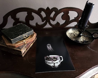 Ghost Tea print; Ghost art; Tea time; Ghost print; Gothic home; Gothic decor; Dark decor; Ghost; Tea; Cute ghost; Goth; Halloween; Spoopy