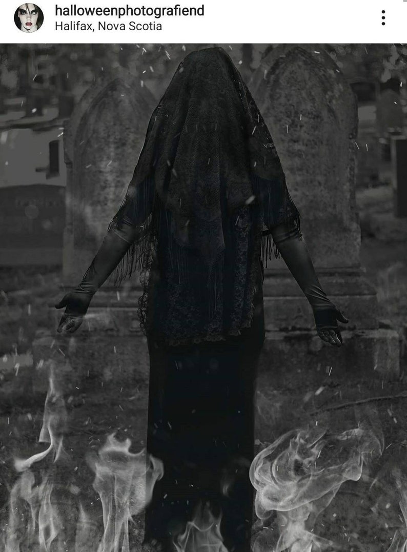 Veiled Woman Conjuring Flames Print Dark Art Dark Etsy